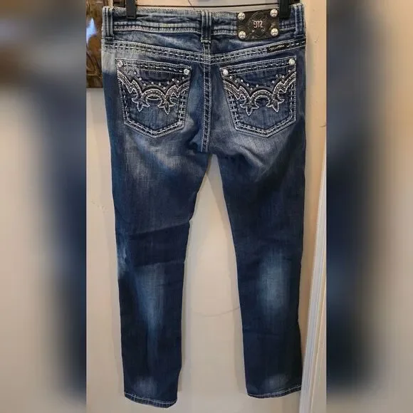 Miss Me Blue Boot Cut Jeans with Silver Embellishments 29x33 1/2 - Picture 5 of 5